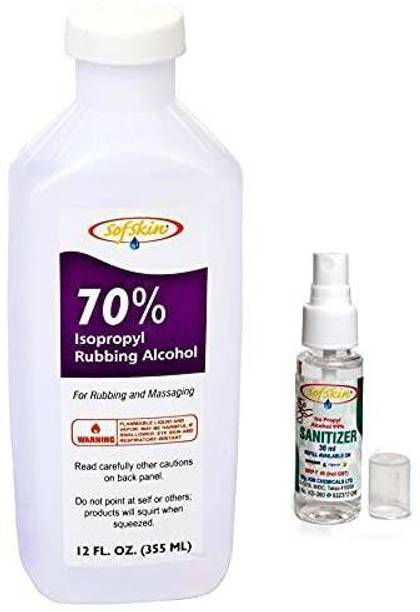 Sofskin Rubbing Alcohol (USA Brand) 70% Iso Propyl Alcohol (without colour) 355 ml Hand Sanitizer Bottle