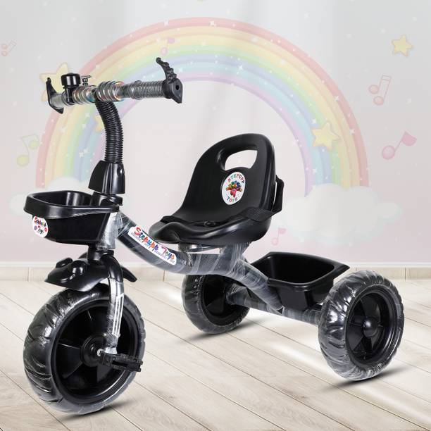 Stepupp Grow BABY TRICYCLE FOR KIDS WITH FRONT AND BACK BASKET BLACK COLOUR KIDS TRICYCLE RECOMMENDED TRICYCLE FOR BABY GIRL OR TRICYCLE FOR BABY BOY OR TRICYCLE FOR TODDLER GIRL OR TRICYCLE FOR TODDLER BOY RECOMMENDED FOR TODDLER 1,2,3,4,5 YEAR CHILDREN TRICYCLE FOR KIDS STP G BLACK FRONT AND BACK BASKET FOR KIDS-05 Tricycle
