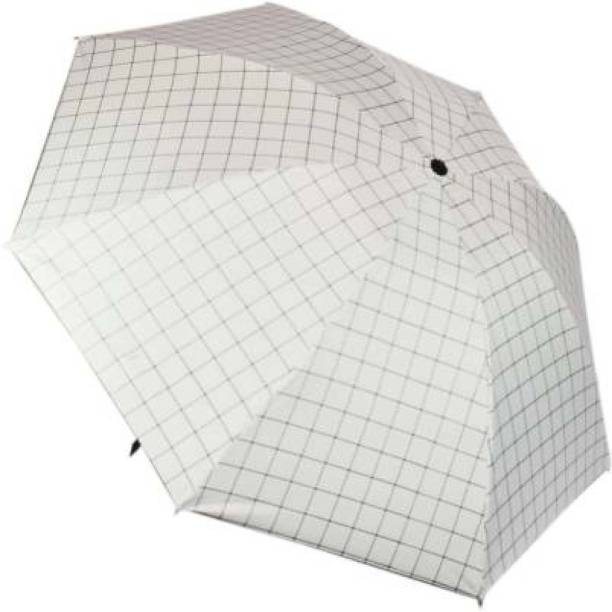 KEKEMI UMB017_01 3 Fold Check Windproof Travel Umbrella