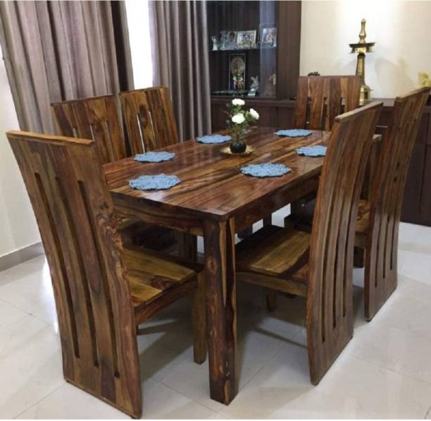 Douceur Furnitures Premium Quality Sheesham Wood Six Seater Dining Table Set With Six Chair Solid Wood 6 Seater Dining Set
