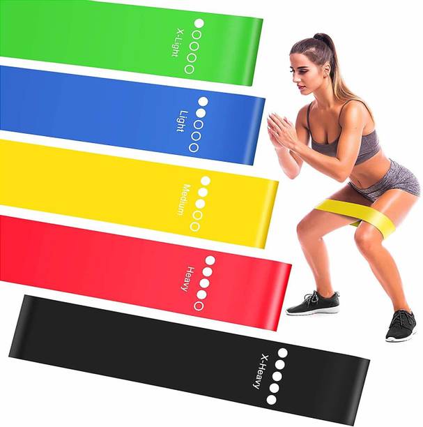 HBD SALES Resistance Loop Exercise Belt, Heavy Workouts for Men & Women [Set of 5- 1 Piece] Fitness Band