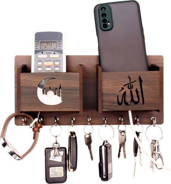 POCKESTER Allah with Double Mobile Stand Wood Key Holder