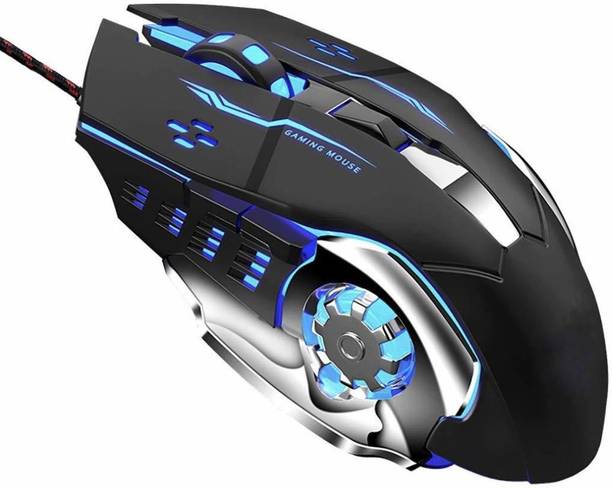 LipiWorld TJ-1 Gaming Mouse, Wired USB 2.0 Optical Mice, 3200 DPI LED Backlight 6 Button, 4 Color Breathing Lights with 1.5M Nylon Cable for Gamers Wired Ambidextrous Optical  Gaming Mouse