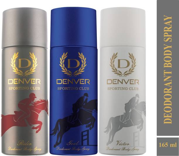 DENVER Sporting Club Rider, Goal & Victor (Pack of 3) Deodorant Spray  -  For Men
