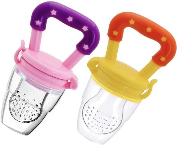 kogar Baby Pacifier Food Feeder Silicone Fresh Fruit Milk Nibbler Feeding Safe Kids Supplies Nipple Teather Pacifier Bottles (Pack of 2Pc Soother) Soother
