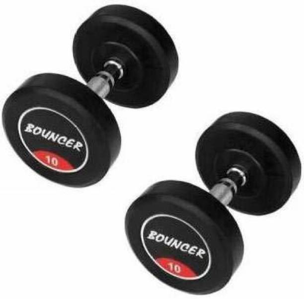 LCARNO Pair of 10 Kg Rubber Coated Bouncer Dumbbells (10Kg X 2) Fixed Weight Dumbbell