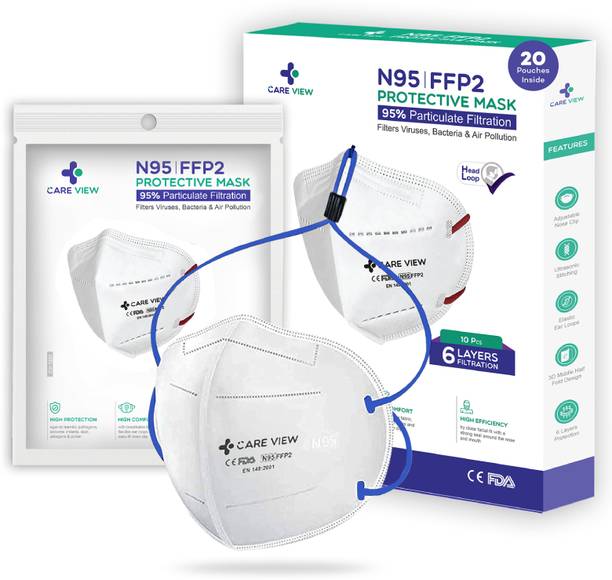 careview CV 1221H HeadLoop Style N-95 Protective Face Mask,)6 Layered Filtration(Pack of 20) V122 Reusable