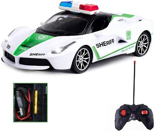Wishkey Rechargeable Remote Control Police Car with Lights, Super Cool High Speed,Stylish Look & Modern Design-RC Vehicle Toy for Kids