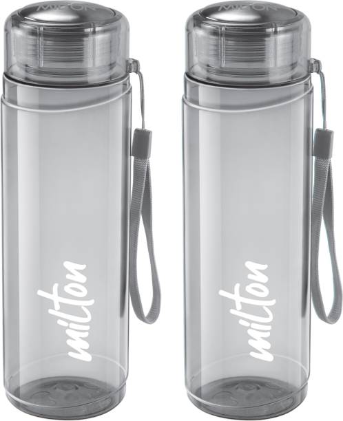 MILTON Hector 1000 Pet Water Bottle, Set of 2, 1 Litre Each, Grey 1000 ml Bottle