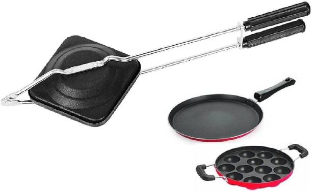 RBGIIT A1 Dosa Tawa , Appam With Sendwitch Toster Dosa Pan Cookware Pan Induction Base Concave Pan Griddle pan Dosa Tawa Indian Style Cookware pan Compatible Flat Tava Non-Stick Dosa Tava Cookware pan Non-Stick Coated Cookware Set