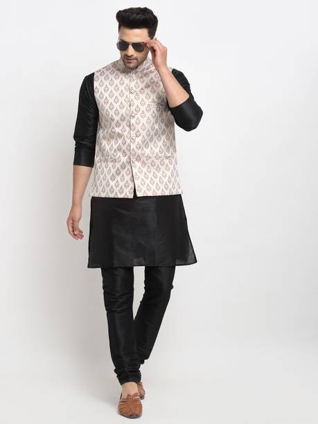 kaifoo Men Kurta Churidar Ethnic Jacket Set