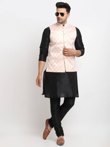 kaifoo Men Kurta Churidar Ethnic Jacket Set