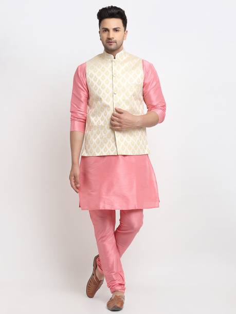 kaifoo Men Kurta Churidar Ethnic Jacket Set