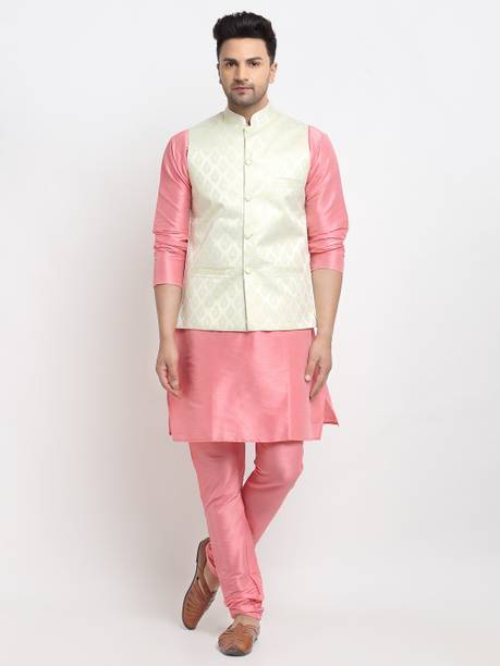 kaifoo Men Kurta Churidar Ethnic Jacket Set