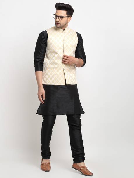 kaifoo Men Kurta Churidar Ethnic Jacket Set