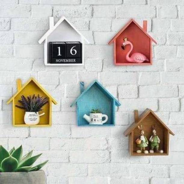 Umar Enterprises Wall shelf Hut Lodge House Shaped Shelf Wall Mounted Wooden Shelves Hut Display / Storage Unit Kids Room Shelf MDF MDF (Medium Density Fiber) Wall Shelf