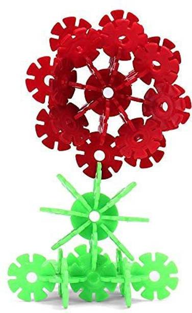 SHRISHA CREATION Snowflakes Blocks, Stem Blocks, Educational Construction Snowflakes Blocks for Kids Colorful Snowflakes Building Blocks Toys in a Transparent Bag intructions Sheet Inside - 3 + Years