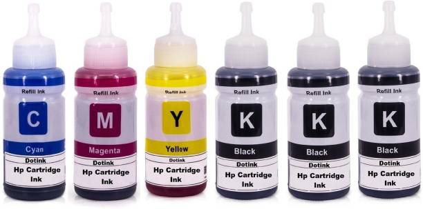 verena HP Cartridge Dye Ink Compatible for HP 678, 802, 901, 818, 21, 22, 27, 46, 56, 57, 680, 703, 704, 803, 818, 900, 1050, 1515, 2000, 2050, 2131, 2515 & 5085 Inkjet Printer (6*70 ml) Black + Tri Color Combo Pack Ink Bottle
