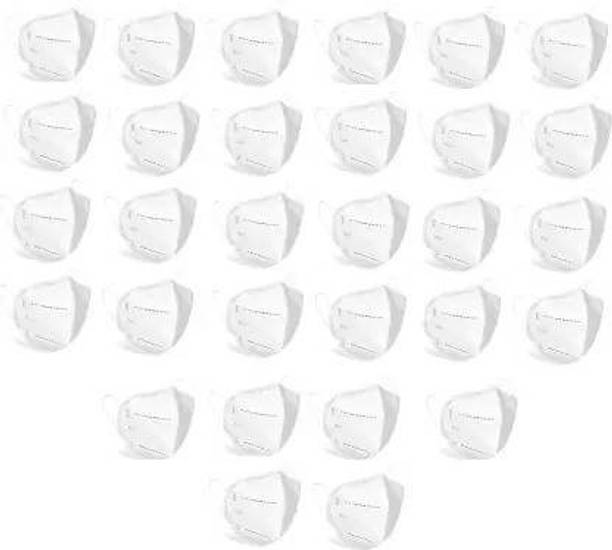 Wellstar Protective Face Mask with NOSE CLIP, CE ISO & GMP Certified Bacterial Filtration 6 Layers N95 / KN95 FFP2 Multi level Filtration & Protection, Resuable, keep highly secure from Viruses Anti Pollution, Anti Bacterial, Anti Virus Without Respirator, Approved and Certified Face Mask FM_202A (White, Free Size, Pack of 40) Non-Washable, Water Resistant