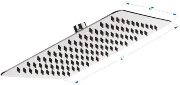 लिपका Ultra Thin Square Stainless Steel Over Head Rain Shower Without Shower Arm (6x6 Inches) शावर हैड