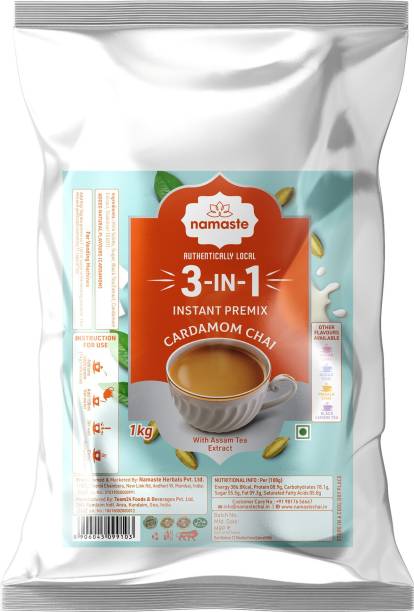 Namaste Chai Cardamon Chai | Value Pack | Assam Tea | Vending Machine | Ready Mix Cardamom Instant Tea Pouch
