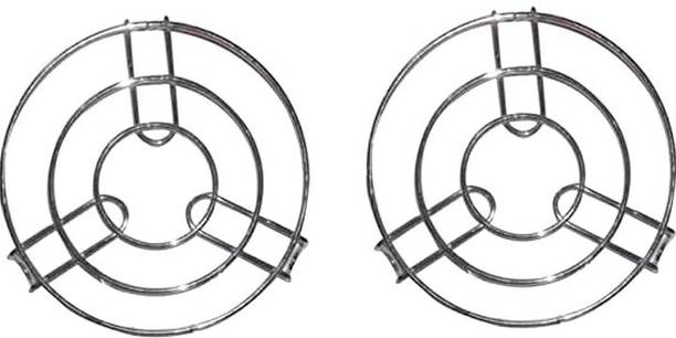 STRUGGLINGINC Kitchen Cooking Pot Steaming Tray Stand Stainless Steel Round Cooker Steamer Rack Stand Cookware Tool, Pack of 2 Polished Trivet