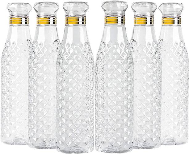 ATMAN Plastic Diamond Water Bottle for Fridge Office Gym (1000 ml) - Pack of 6 6000 ml Bottle