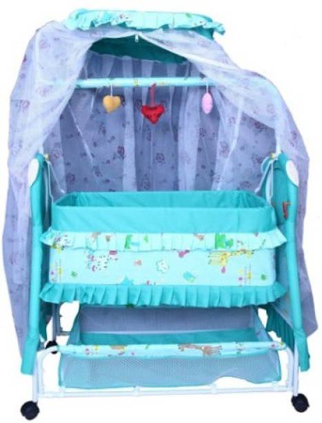 Baby Smile New Born Baby Kids Cradle With Mosquito Net / Cradle For Kids / Baby Cradle Swing Jhula / Baby Sleeping Bed With Mosquito Net Protector