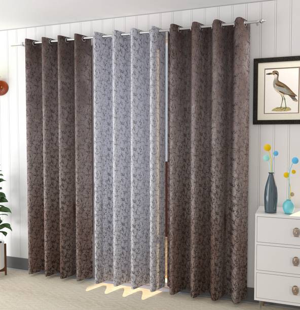kiara Creations 214 cm (7 ft) Velvet Room Darkening Door Curtain (Pack Of 3)