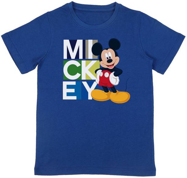Mickey Mouse Family Boys Typography, Printed Pure Cotton Regular T Shirt