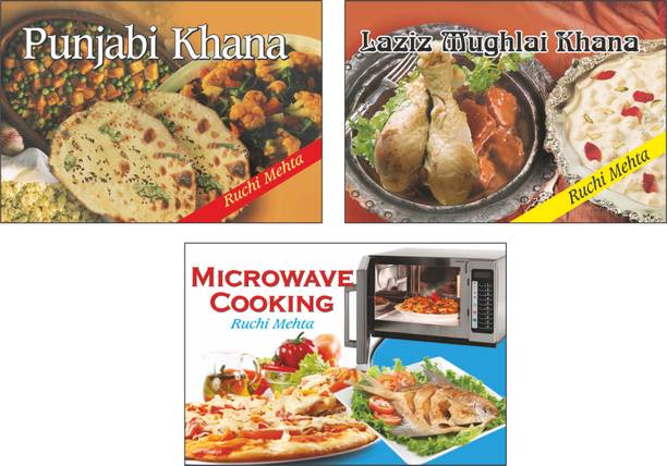 Sawan Present Set Of 3 Ruchi Mehta Cookery Books | Punjabi Khana, Laziz Mughlai Khana And Microwave Cooking