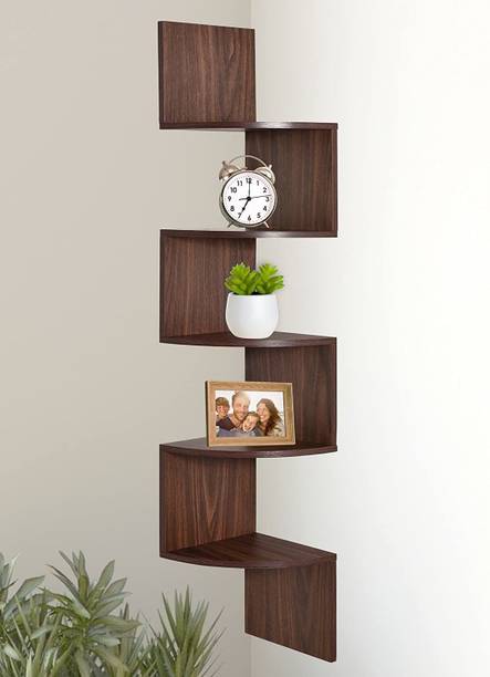 classiconline Wall Mount Corner 5 Tier Engineered Wood Display Unit
