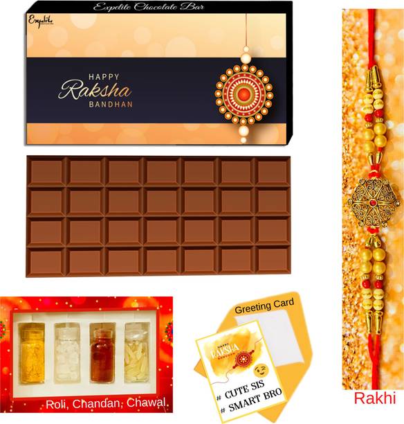 Expelite Best Combo Pack for Rakhi - Raksha bandhan Chocolate gifts Bar to brother Paper Gift Box
