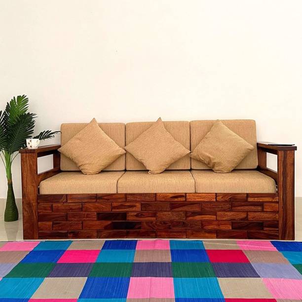 saamenia furnitures Solid Sheesham Wood Three Seater Sofa Without Cushion For Lining Room / Hotel. Fabric 3 Seater  Sofa