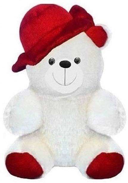 quty White in Red Cap Soft Toy for Kids Playing Teddy Bear in Size of 30 cm Long  - 30 cm