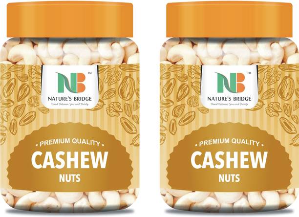 Nature's Bridge Premium Whole Cashew Nuts 800 gm / Kaju Sabut / Kaju / Jumbo size Kaju / Cashew Nuts - 400 Gm x 2 Jar Pack Hazelnuts