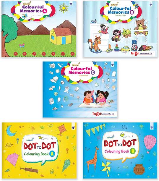Nurture Colouring And Join The Dots And Color Books For Kids | 3 To 6 Year Old | 3 Colourful Memories Theme Based Books Along With 2 Play With Dots Fun Activity Books For Children | Set Of 5 Books