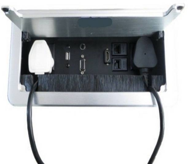 techut cable cubby pop up box with 2 power socket,2 rj45 lan,1 hdmi,1 vga,1 usb Media Streaming Device