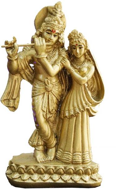 JRG Standing Radha Krishna Gold Antique Finish Idol Statue Decorative Showpiece  -  15 cm