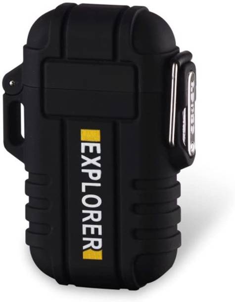 Explorer Waterproof Protective Case Electronic USB Plasma Double Arc Rechargeable Cigarette Lighter (Tesla Coil) Best for Hiking and Rough Use USB Lighter Mini Pocket Lighter Cigarette Lighter