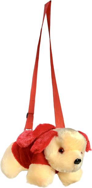 Cult Factory Soft Toy Sling Bag | Side Bag |Pencil Box| Handbag | Plush Bag Dog Stylish Furry Cute Cross Body Red Color For Girls, Kids, Women, Children Plushy Bag Plush Bag