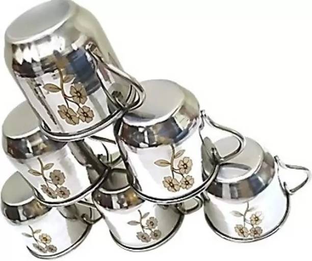 Anixa Creation Pack of 6 Stainless Steel Stainless Steel Tea Cup Set | Steel Cups | Coffee Cups| Chai ka Cup | Coffee Mug
