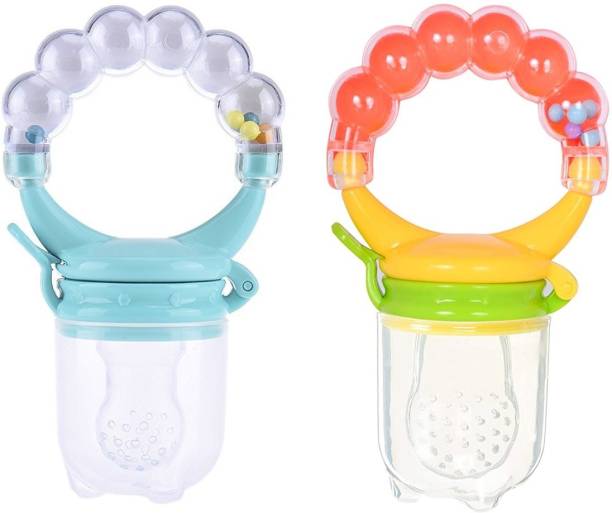 Kidsify Nibbler, Soother for Babies | Pacifier for New Born Baby with Rattle Handle | Silicone Fruit and Juice Feeder Kids Nipple Pacifier for Fruit Vegetable BPA Free (Pack of 2) Soother