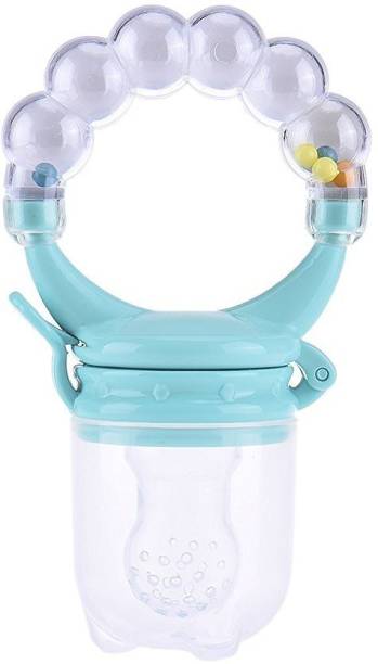 Kidsify Nibbler, Soother for Babies | Pacifier for New Born Baby with Rattle Handle | Silicone Fruit and Juice Feeder Kids Nipple Pacifier for Fruit Vegetable BPA Free (Blue) Soother