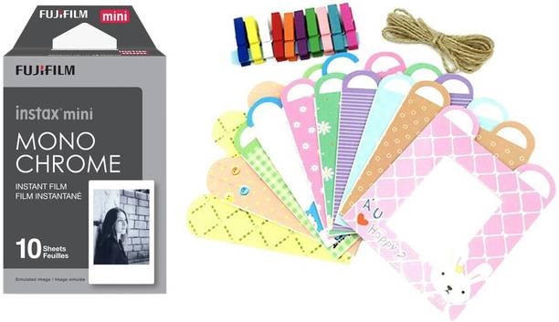 FUJIFILM Instax Mini Monochrome 10x1 With Rabbit Design Hanging Papr Photo Frame Film Roll