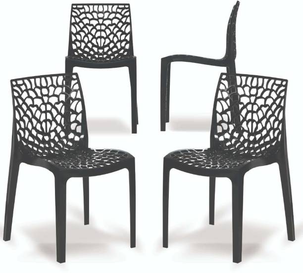 Binani Spider Web Series Modern Stackable Plastic Armless chairs Plastic Dining Chair