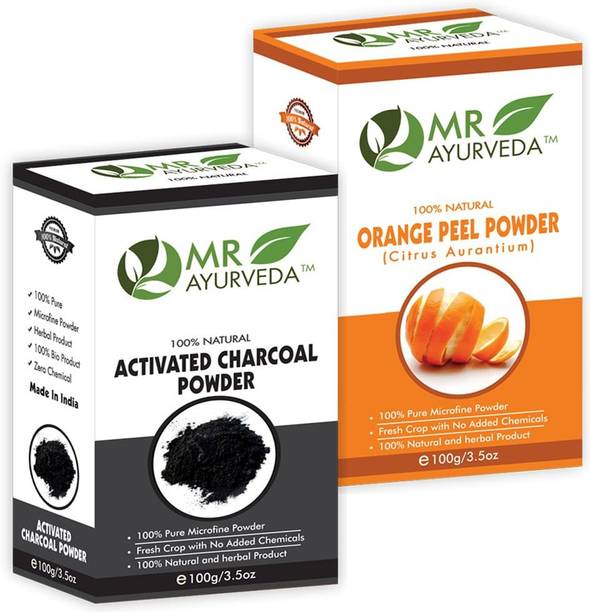 MR Ayurveda Activated Charcoal Powder & Orange Peel Powder - Combo Pack