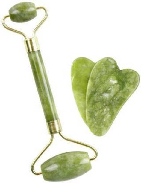 PRL TRADERS Face Massager Double Rollers Multicolor Flawless Contow Massager Massager Jade Roller, Anti-aging 100% Natural Facial Jade Stone for Face and Eyes Massager-Rejuvenate Skin & Remove Wrinkles. Massager