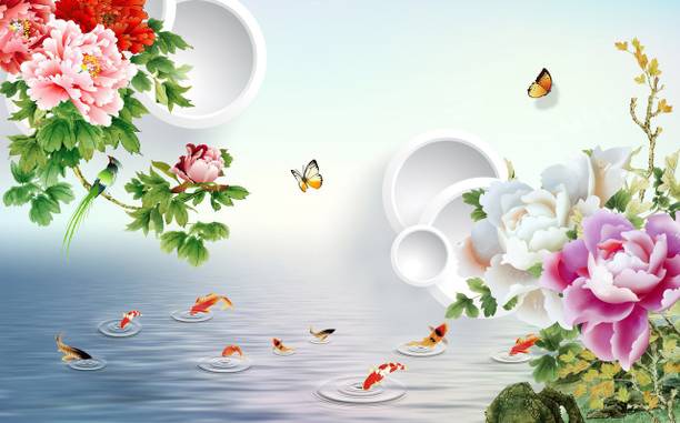 3D Decorative Floral Vinyle Poster Paper Print