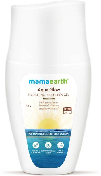MamaEarth Aqua Glow Hydrating Sunscreen Gel with Himalayan Thermal Water & Hyaluronic Acid - SPF 50 PA++++